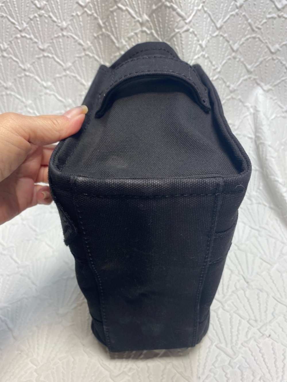 Marc Jacobs small Black Canvas The Tote Bag with Logo roomy easy clean designer - Picture 8 of 16